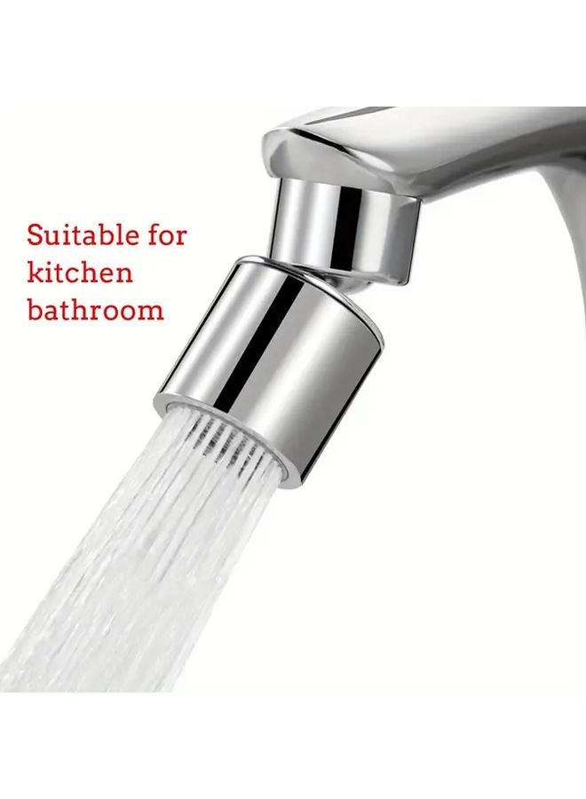 هواء صنبور المطبخ ثنائي الوظيفة ذو دوران 360 درجة، مصنوع من المعدن الفضي - Image 2