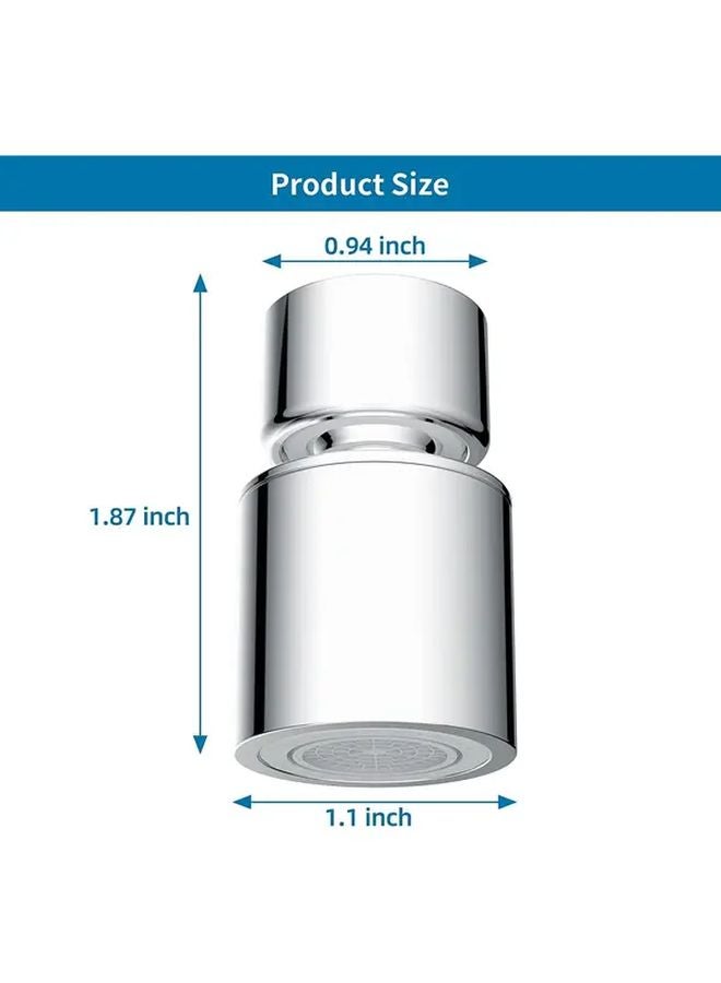 هواء صنبور المطبخ ثنائي الوظيفة ذو دوران 360 درجة، مصنوع من المعدن الفضي - Image 4