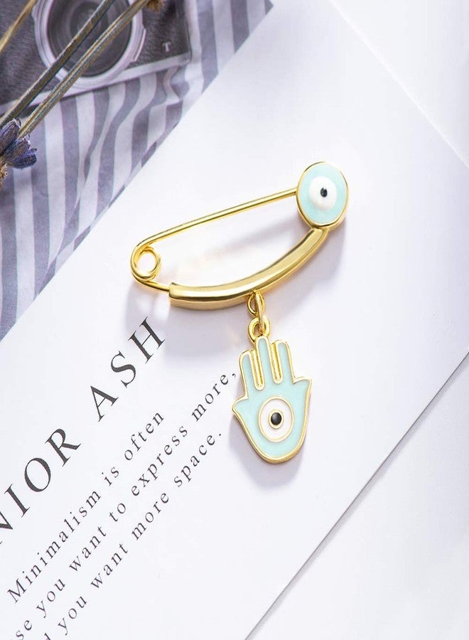 MANVEN Hamsa Evil Eye Stroller Pin Nazar Lucky Protection Clothes Brooch Diaper Bag Pin - Image 5