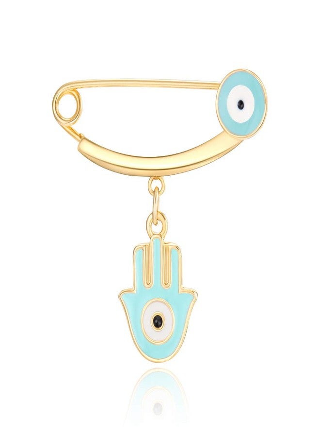 MANVEN Hamsa Evil Eye Stroller Pin Nazar Lucky Protection Clothes Brooch Diaper Bag Pin - Image 1