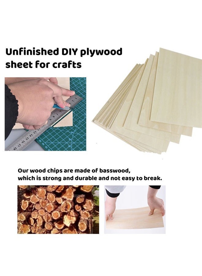 MUXGOA 20 Pack Basswood Sheets for Craft, Laser, Wood Burning, Wooden DIY Ornaments, Unfinished Thin Balsa Plywood Sheets can be Cut & Painted to Desired Shape(150x100x2mm) - Image 3