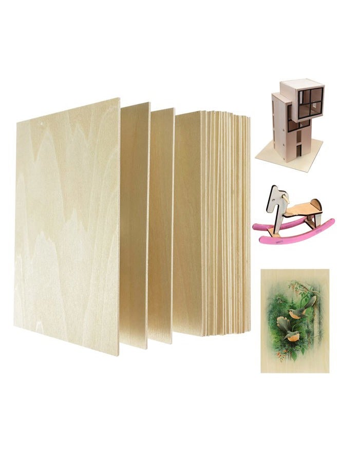 MUXGOA 20 Pack Basswood Sheets for Craft, Laser, Wood Burning, Wooden DIY Ornaments, Unfinished Thin Balsa Plywood Sheets can be Cut & Painted to Desired Shape(150x100x2mm) - Image 1