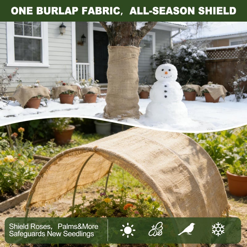 SKYZUOAN 19.7"Ã—6.5 ft Natural Burlap Fabric-Versatile Jute Fabric for Winter Plant Protection, Tree Wrap & Outdoor Gardening, Weed Barrier, Rustic Crafts and Decor - Image 3