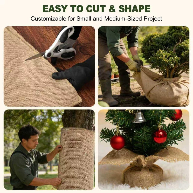 SKYZUOAN 19.7"Ã—6.5 ft Natural Burlap Fabric-Versatile Jute Fabric for Winter Plant Protection, Tree Wrap & Outdoor Gardening, Weed Barrier, Rustic Crafts and Decor - Image 5