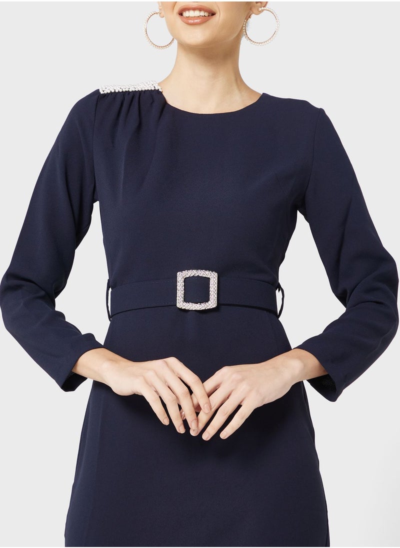 Khizana - Embellished Detail Shift Dress - Image 1