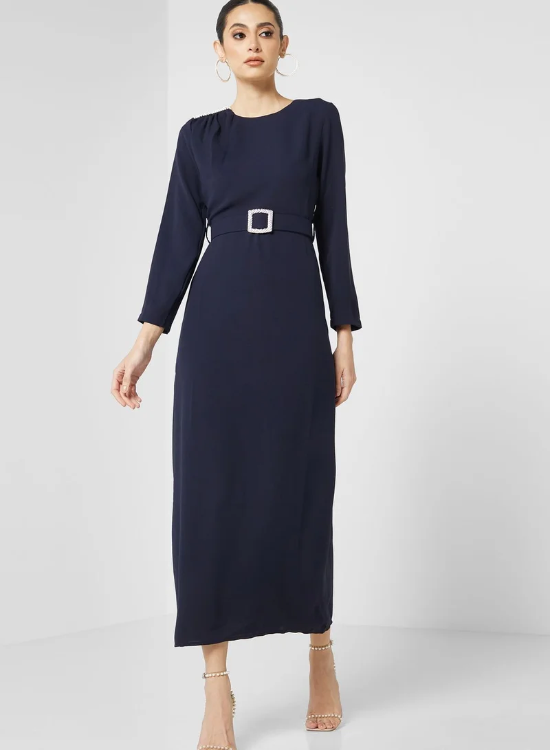 Khizana Belted Midi Dress