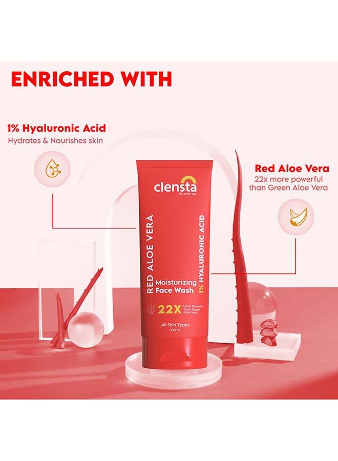 Clensta غسول وجه مرطب بالألوة فيرا الأحمر - Image 3