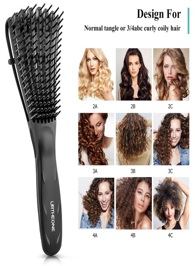 URTHEONE Detangling Hair Brush, Detangling brush for Adults and Kids, Comb Set for Kinky Curly Coily and Wavy Hair, For Wet and Dry Hair, Afro American Type 3a-4c, Comfortable Grip, Easy to Clean(Black) - Image 4