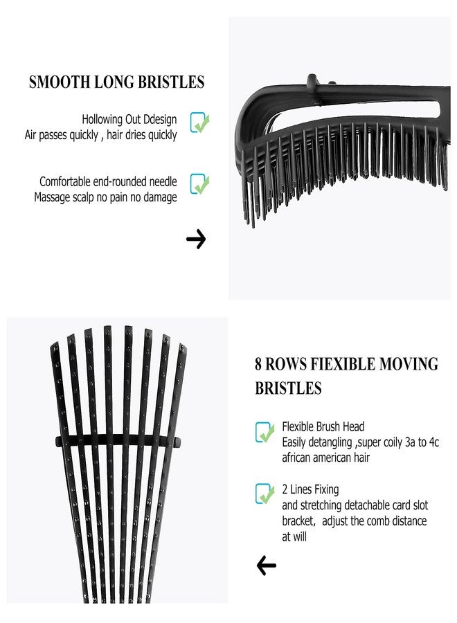 URTHEONE Detangling Hair Brush, Detangling brush for Adults and Kids, Comb Set for Kinky Curly Coily and Wavy Hair, For Wet and Dry Hair, Afro American Type 3a-4c, Comfortable Grip, Easy to Clean(Black) - Image 2
