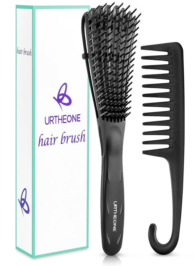URTHEONE Detangling Hair Brush, Detangling brush for Adults and Kids, Comb Set for Kinky Curly Coily and Wavy Hair, For Wet and Dry Hair, Afro American Type 3a-4c, Comfortable Grip, Easy to Clean(Black) - Image 1
