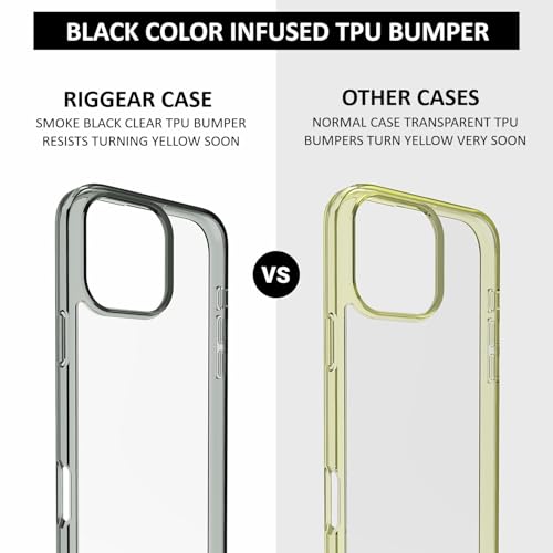 RIGGEAR Shockproof Clear Hybrid Armor Magnetic Back Cover Case Compatible with MagSafe Accessories for iPhone 17 (Clear-Black TPU Bumper + Transparent PC) (White MagRing) - Image 5
