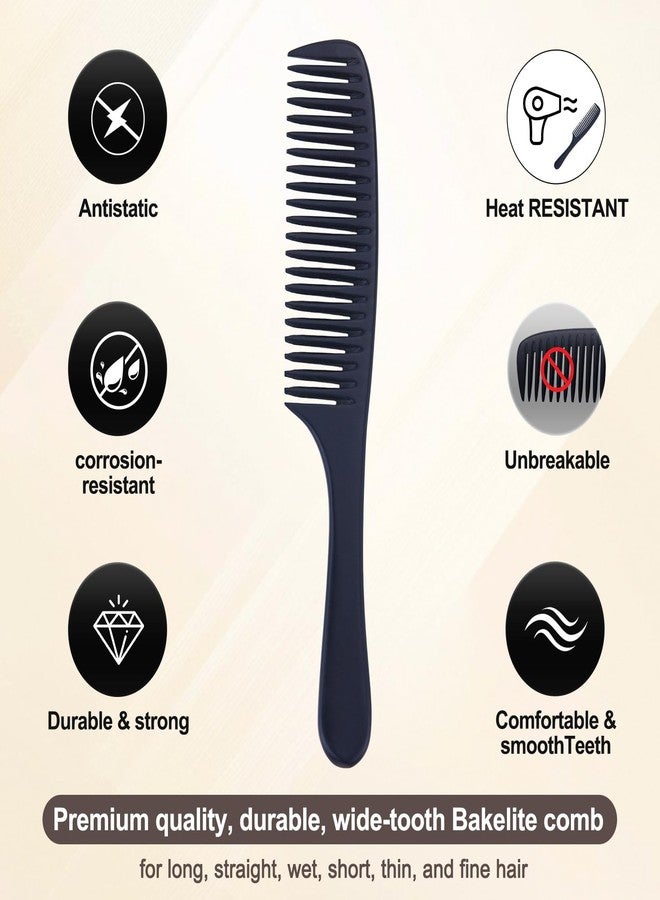 Perfehair مشط تفكيك الشعر واسع الأسنان من PERFEHAIR للنساء - كبير، سميك، متين من باكليت مضاد للكهرباء الساكنة للشعر المستقيم، الرطب، القصير، الرفيع - أسود، مشط احترافي لتفكيك الشعر - Image 2