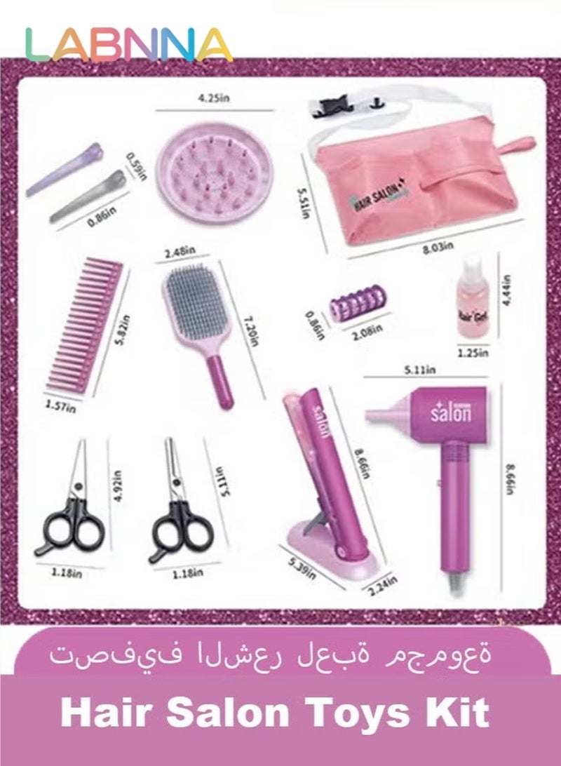 LABNNA 13-Piece Girls’ Glamorous Beauty Hair Salon Toy Kit, Including Hairdryer, Straightener, and Trendy Styling Accessories, Perfect Fashion Doll Stylist Set for Kids, Ideal Barber Playset for Pretend Make-Up and Styling Fun - Image 2