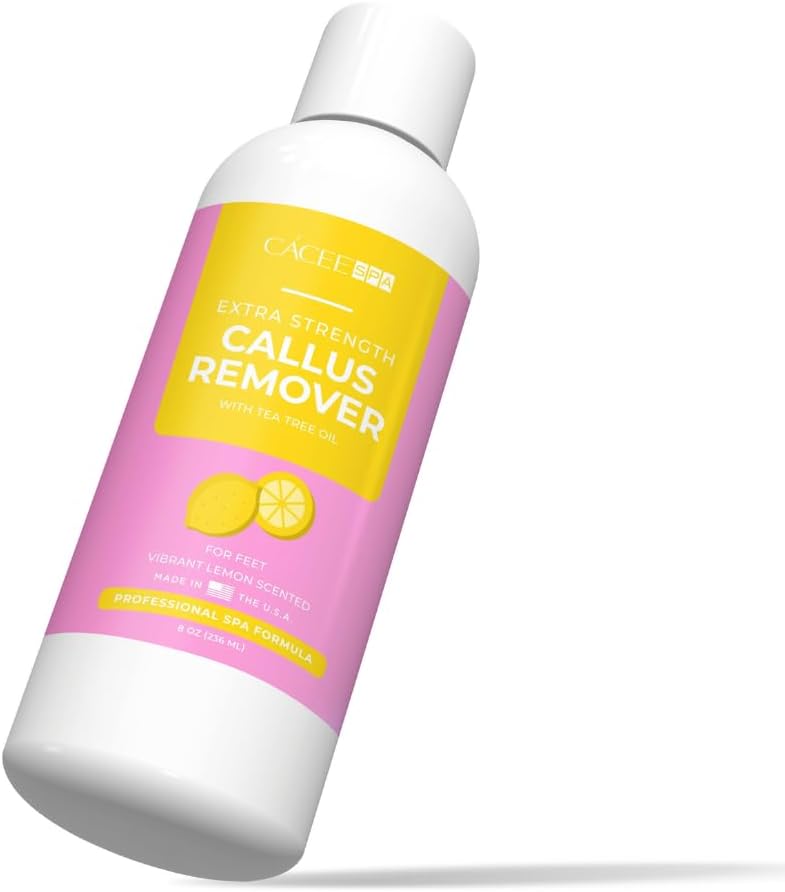cacee 8oz Foot Callus Remover with Tea Tree Oil, Lemon Scent for Foot Spa, Pedicure Soak, Foot Care, Athletes Foot Treatment, Cuticle and Callus Remover for Feet - Image 1