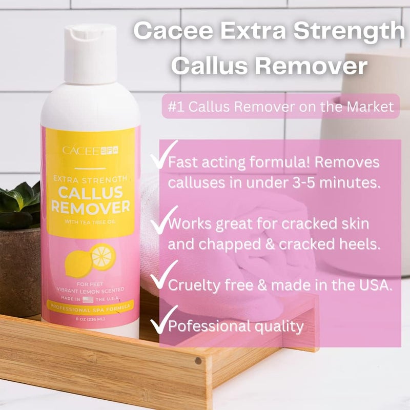 cacee 8oz Foot Callus Remover with Tea Tree Oil, Lemon Scent for Foot Spa, Pedicure Soak, Foot Care, Athletes Foot Treatment, Cuticle and Callus Remover for Feet - Image 2