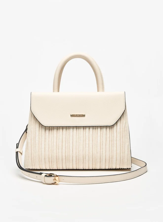 سيليست Women's Pleated Satchel Bag with Top Handle and Detachable Strap