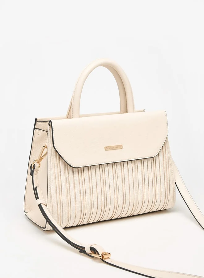 سيليست Women's Pleated Satchel Bag with Top Handle and Detachable Strap
