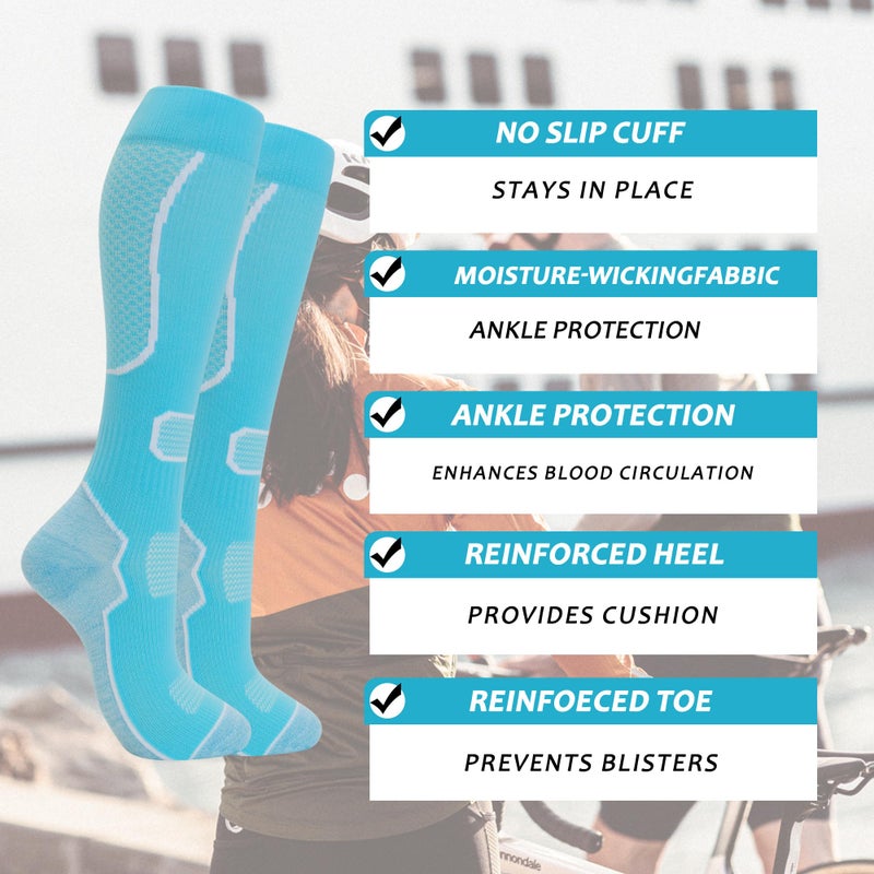 fenglaoda 6 Pairs Compression Socks for Women & Men Knee High Cute Circulation Socks for Nurse Pregnant Travel Athletic - Image 3