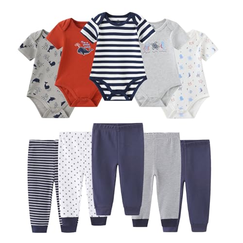 Ruliby Baby Boy Bodysuit and Pant Set Cotton Soft Newborn Clothes Outfits 36 month - Image 1