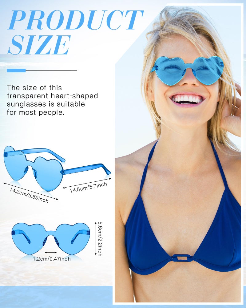 TOODOO 10 Pairs Heart Shaped Sunglasses Rainbow Candy Color Rimless Glasses for Women Party Favor(Fresh Colors) - Image 2