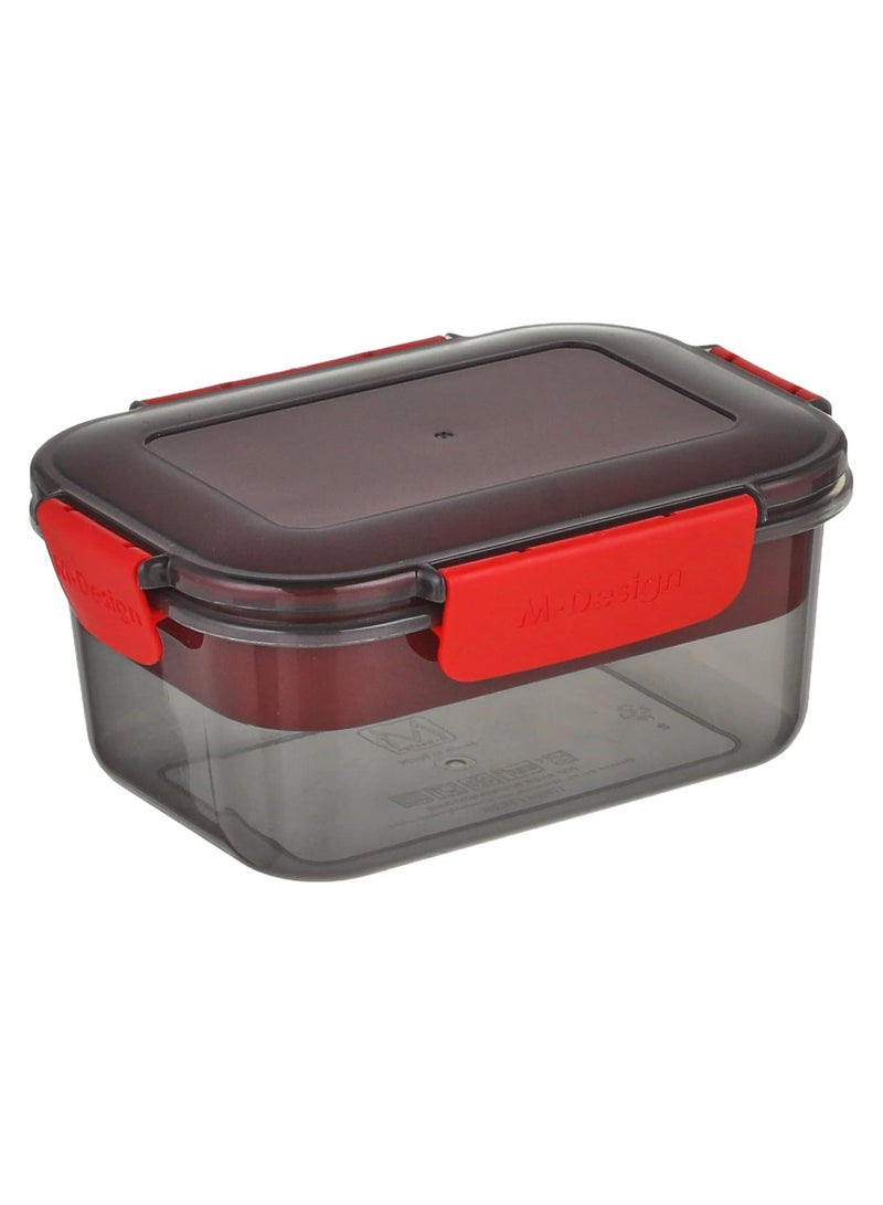 Lunch Box with Tray 1.1L Dark Grey - Red Clips, Plastic - Image 3