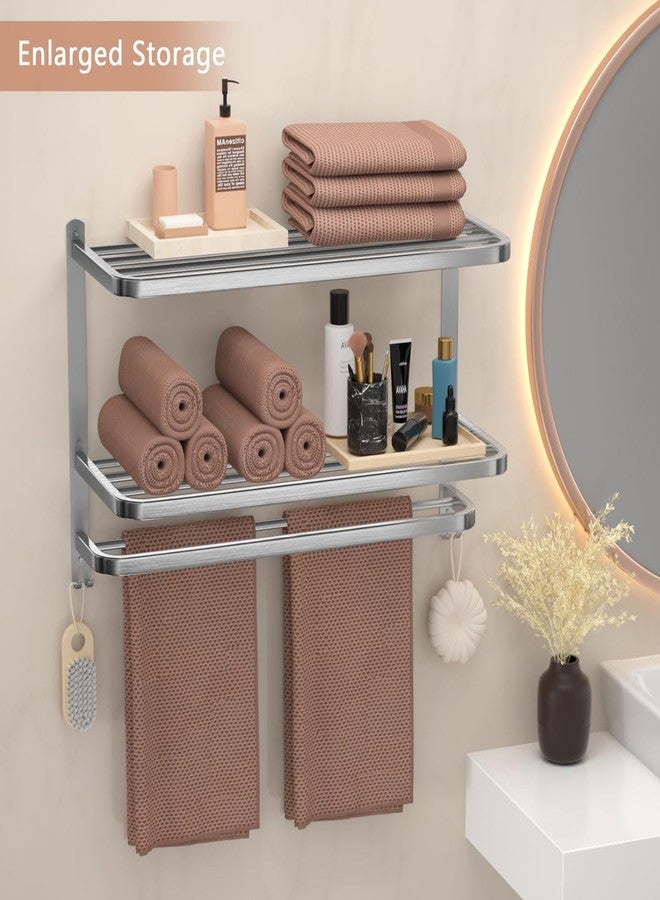 DDS-DUDES 23" Towel Racks for Bathroom with Towel Bars, 3 Tier Hotel Towel Shelf Stainless Steel Wall-Mounted Holder with Towel Shelves Brushed Nickel - Image 2
