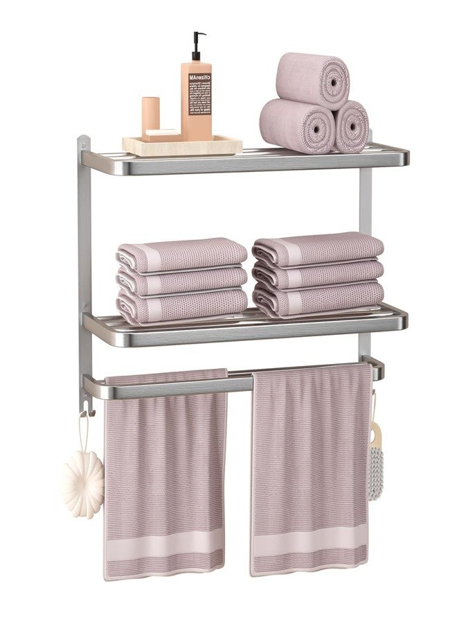 DDS-DUDES 23" Towel Racks for Bathroom with Towel Bars, 3 Tier Hotel Towel Shelf Stainless Steel Wall-Mounted Holder with Towel Shelves Brushed Nickel - Image 1