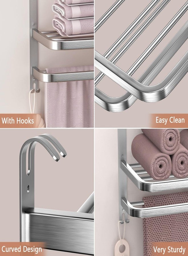 DDS-DUDES 23" Towel Racks for Bathroom with Towel Bars, 3 Tier Hotel Towel Shelf Stainless Steel Wall-Mounted Holder with Towel Shelves Brushed Nickel - Image 4