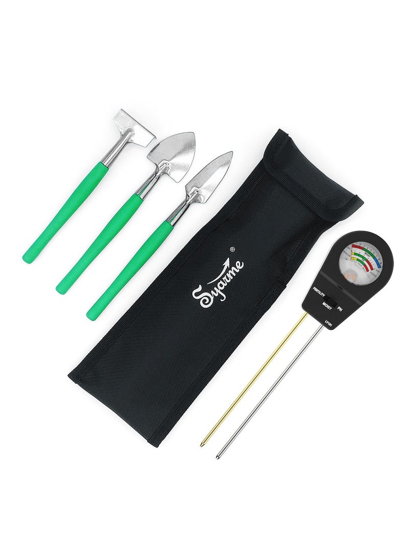 Syarme Soil Tester, Plant Moisture Meter for Testing Soil Fertility, Moisture, PH, for Garden, Farm, Lawn, Potted Plants, etc., with 3 Mini Garden Tools and Storage Bag - Black  - Image 1