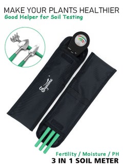 Syarme Soil Tester, Plant Moisture Meter for Testing Soil Fertility, Moisture, PH, for Garden, Farm, Lawn, Potted Plants, etc., with 3 Mini Garden Tools and Storage Bag - Black  - Image 2
