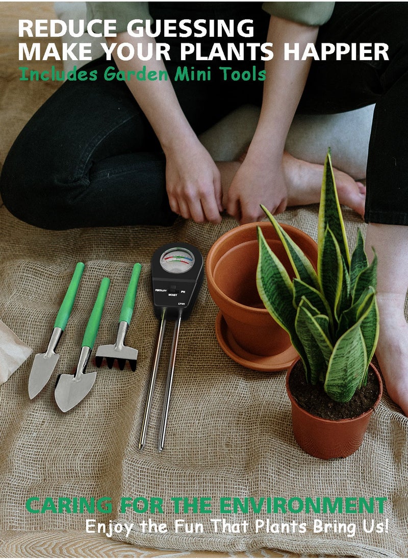Syarme Soil Tester, Plant Moisture Meter for Testing Soil Fertility, Moisture, PH, for Garden, Farm, Lawn, Potted Plants, etc., with 3 Mini Garden Tools and Storage Bag - Black  - Image 3