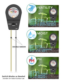 Syarme Soil Tester, Plant Moisture Meter for Testing Soil Fertility, Moisture, PH, for Garden, Farm, Lawn, Potted Plants, etc., with 3 Mini Garden Tools and Storage Bag - Black  - Image 4