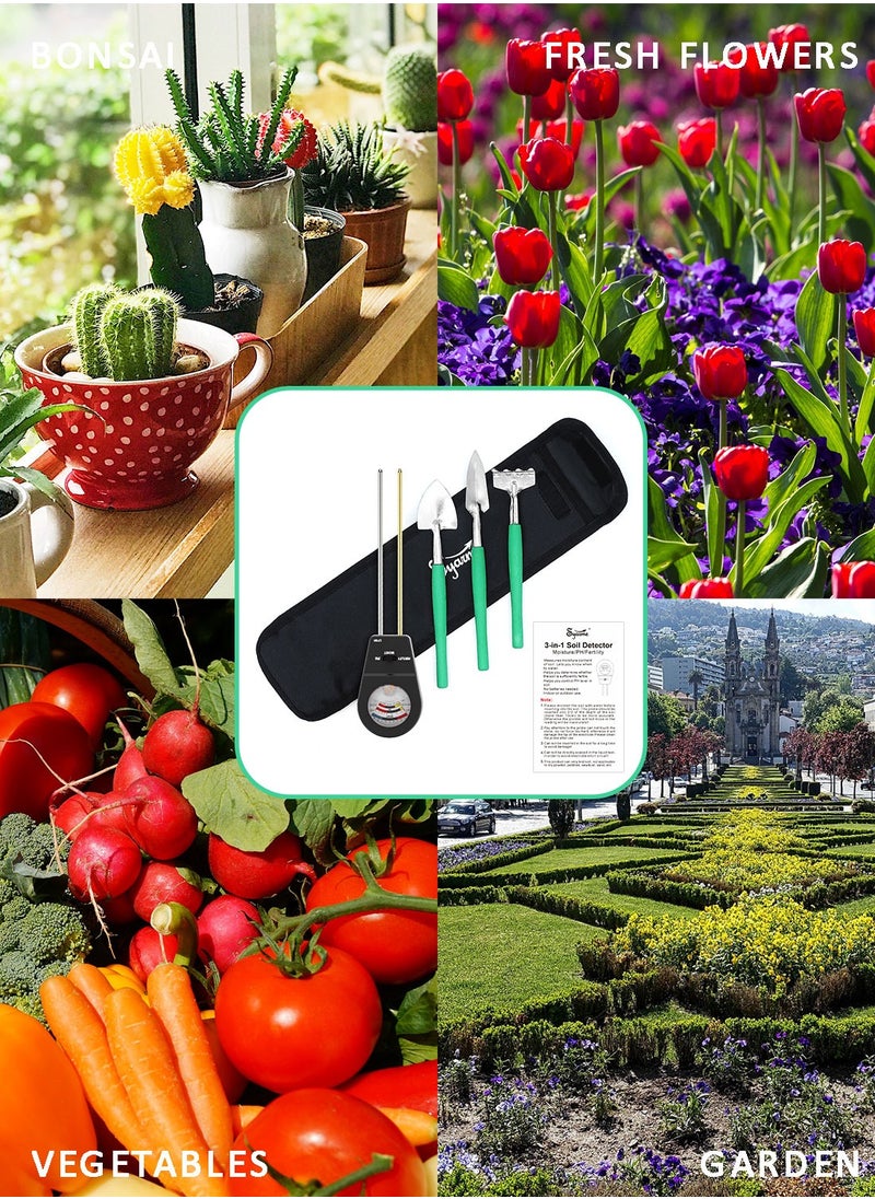 Syarme - Soil Tester, Plant Moisture Meter for Testing Soil Fertility, Moisture, PH, for Garden, Farm, Lawn, Potted Plants, etc., with 3 Mini Garden Tools and Storage Bag - Black - Image 1