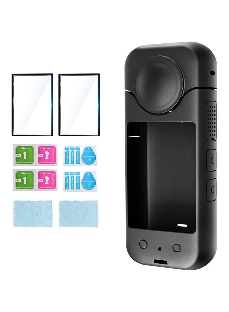 SYOSI Protection Cover for Insta360 X3 Accessories Kit，Body Silicone Cover, Screen Protector[2 Pack] for Insta360 X3 with Removable Lens Cover - Image 2