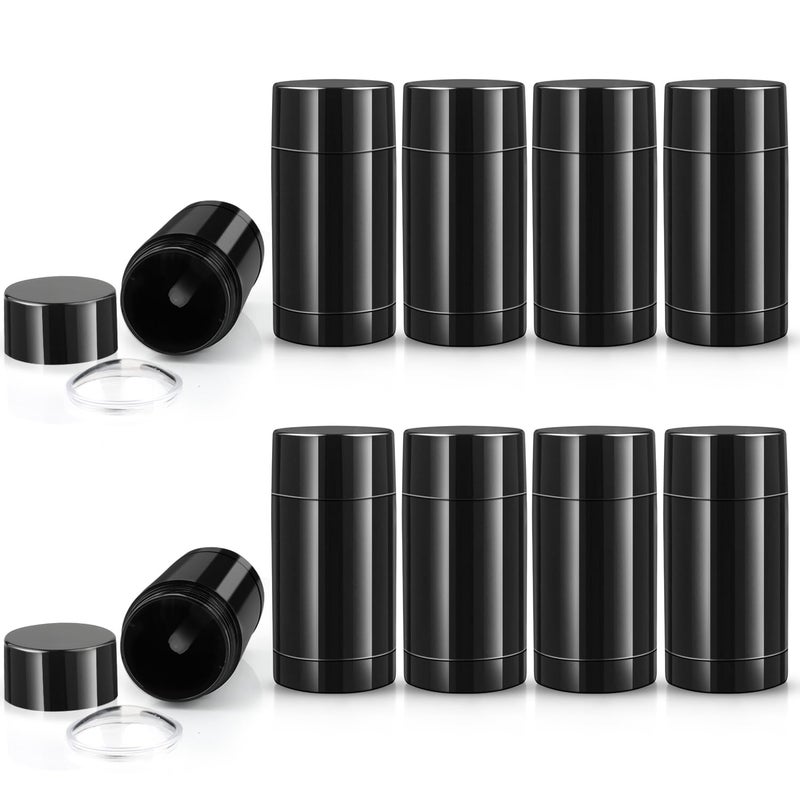 Cositina 10 Pieces 30ml/1oz Black Deodorant Containers Plastic Bottom Filling Stick Deodorant Bottle Refillable Lip Balm Tube for Lipstick Crayon Chapstick DIY Cosmetic