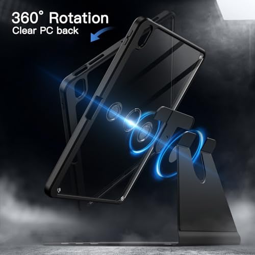 Jetech حافظة JETech الدوارة لجهاز iPad Air 11 بوصة M3/M2 (2025/2024)، iPad Air 5/4 (2022/2020 الجيل 5/4 10.9 بوصة)، غطاء واقي دوار 360 درجة مع ظهر شفاف، استيقاظ/نوم تلقائي (أسود) - Image 3
