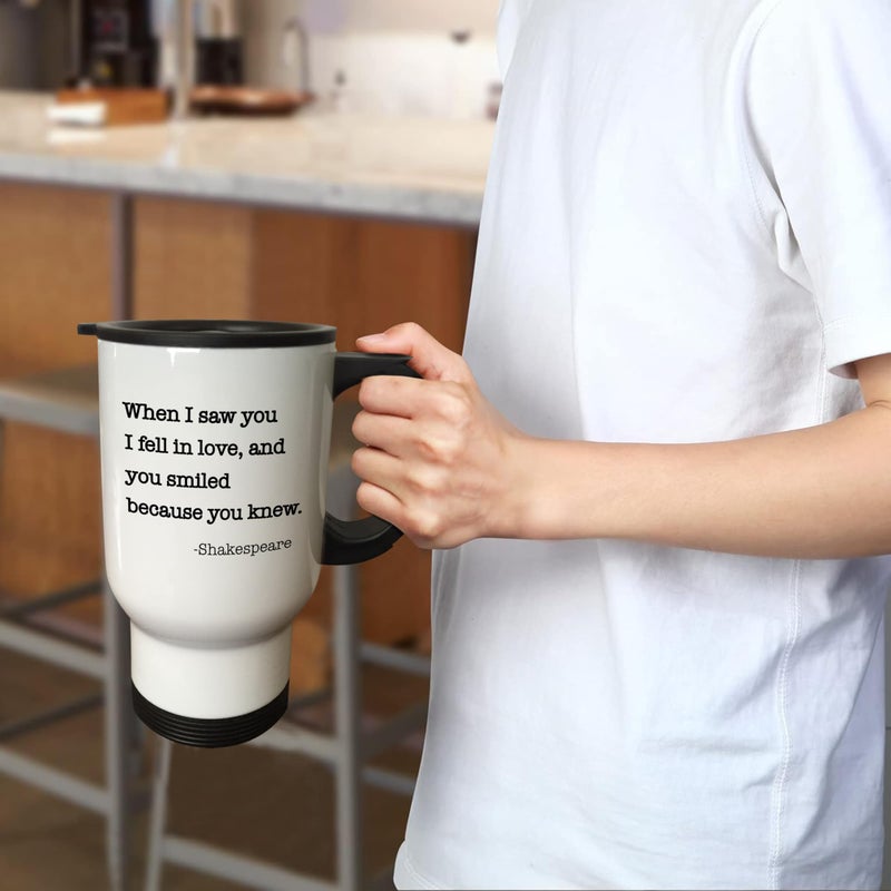 3dRose " When I Saw You I Fell in Love and You Smiled Because You Knew" Travel Mug, 14 oz, Multicolor - Image 2