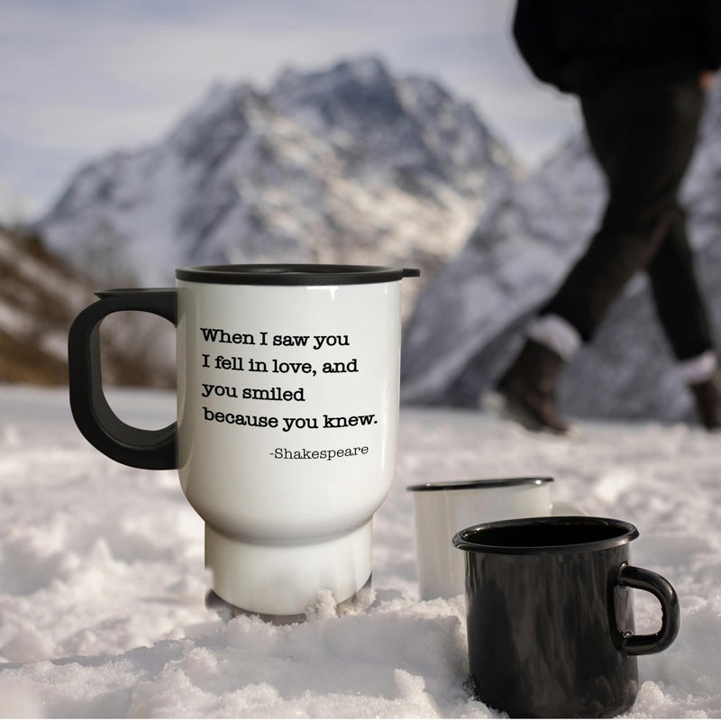 3dRose " When I Saw You I Fell in Love and You Smiled Because You Knew" Travel Mug, 14 oz, Multicolor - Image 3