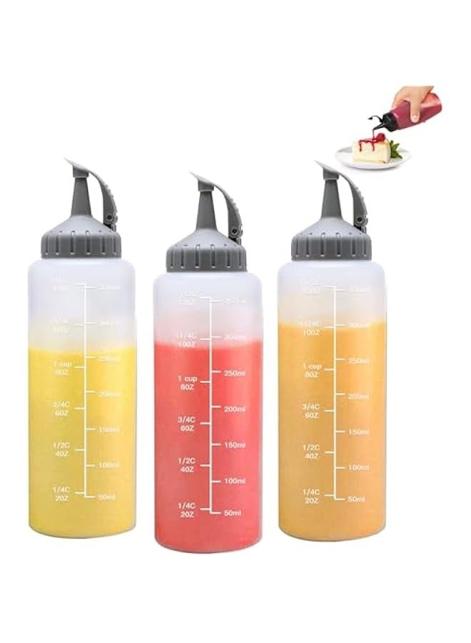TRASSLE 3 Pack - 350ML Condiment Squeeze Bottles for Sauces - Squirt Bottles for Liquids, Easy Pour Sauce Bottles with Leak Proof Snap Cap, Condiment Bottles, Plastic Squeeze Bottles  - Image 1