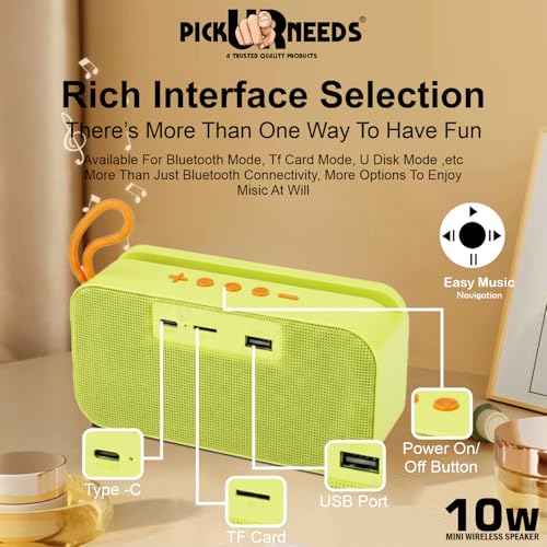 Pick Ur Needs 10W Portable Wireless Mini Bluetooth Speaker | 1200mAh Battery | 4H Playtime | Type-C, USB & TF Card Support (Sky Blue) - Image 5