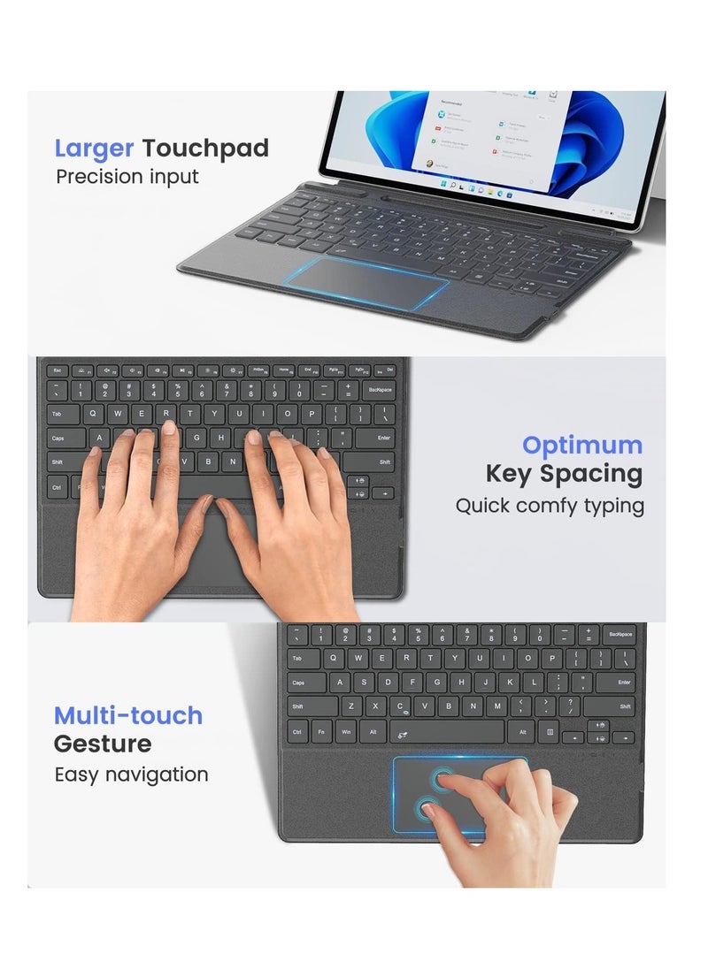Surface Pro Keyboard for Microsoft Surface Pro 11/10/9/8/X, Surface Pro Bluetooth 5.2 Type Cover with Touchpad& Pencil Holder, Rechargeable Battery  - Image 2