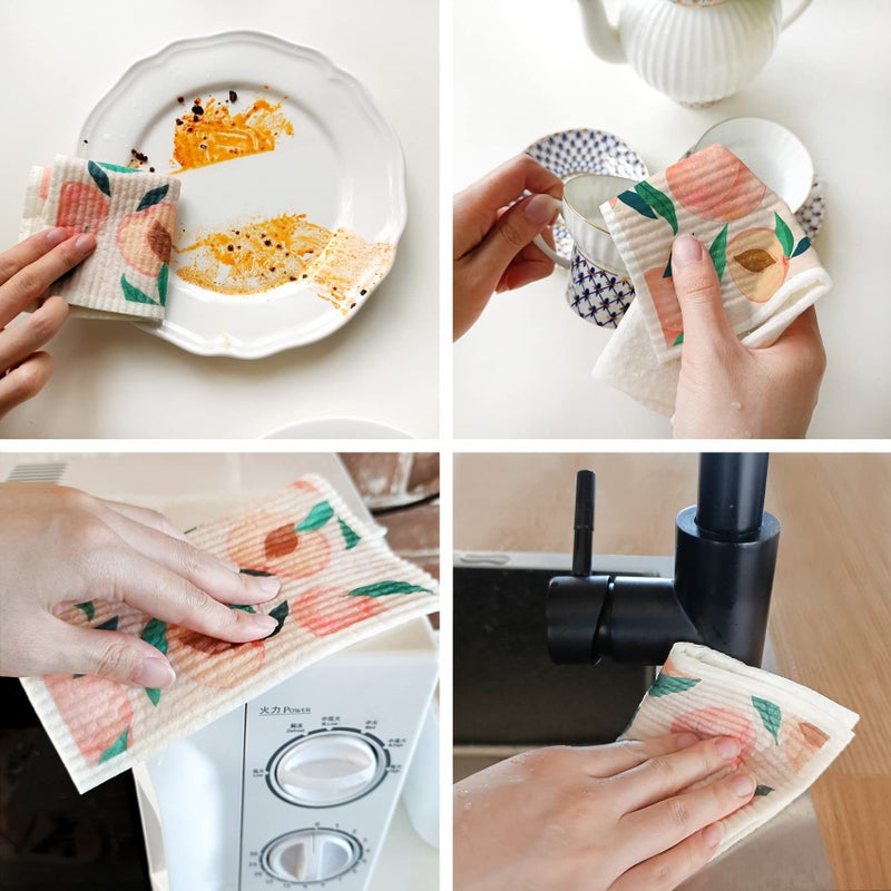 Morigins Mixed Fruit Swedish Kitchen Dishcloths Reusable Dish Towels Absorbent And Fast Dry Cleaning Cloths For Kitchen Cleaning Wipes 6 Pieces - Image 5
