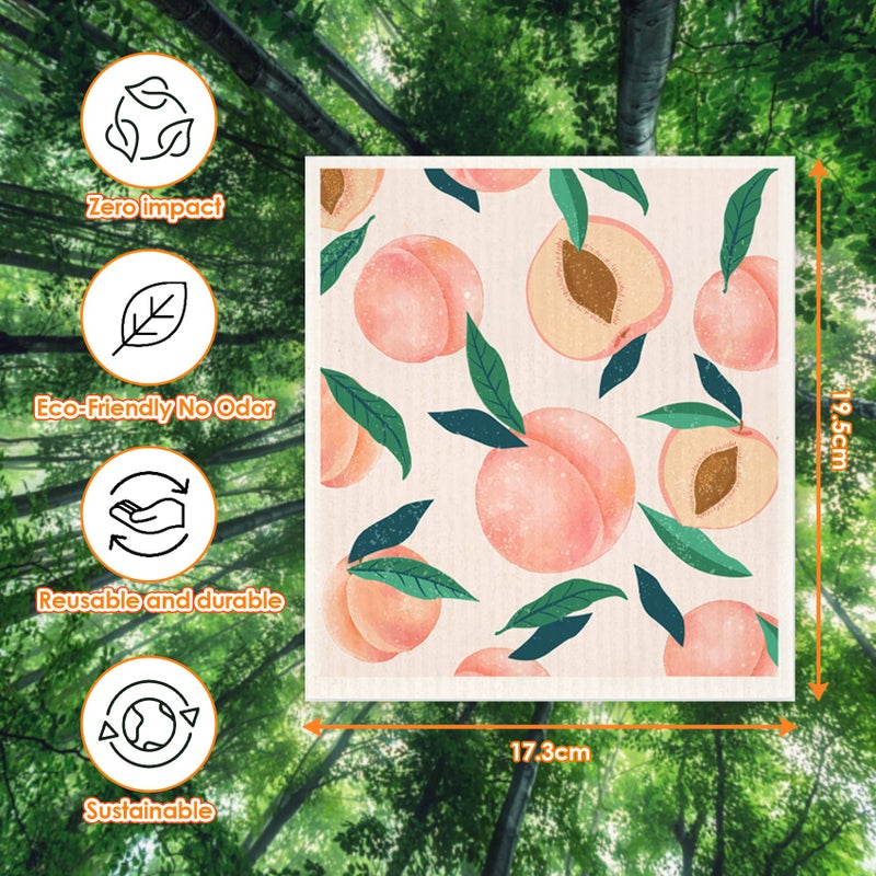 Morigins Mixed Fruit Swedish Kitchen Dishcloths Reusable Dish Towels Absorbent And Fast Dry Cleaning Cloths For Kitchen Cleaning Wipes 6 Pieces - Image 2