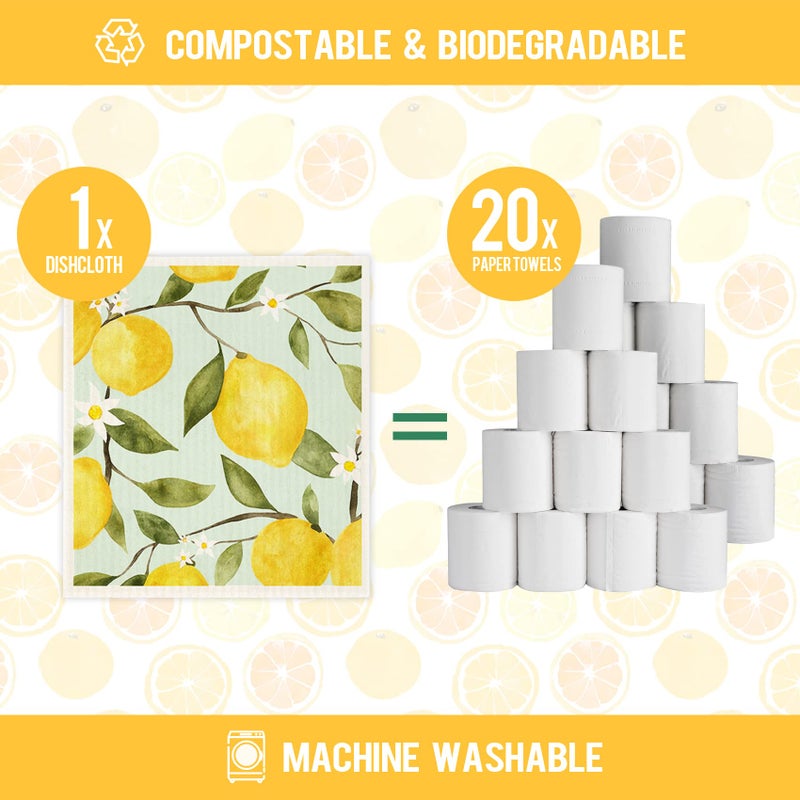 Morigins Mixed Fruit Swedish Kitchen Dishcloths Reusable Dish Towels Absorbent And Fast Dry Cleaning Cloths For Kitchen Cleaning Wipes 6 Pieces - Image 3