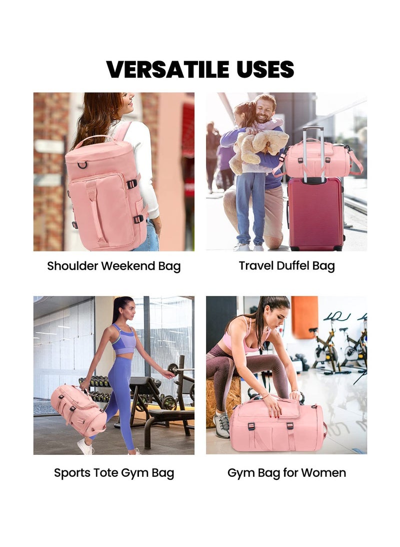 Versatile Pink Sports Duffle Bag Gym Backpack with Shoes Compartment and Wet Dry Separation Ideal for Men and Women Travel and Weekend Getaways - Image 3