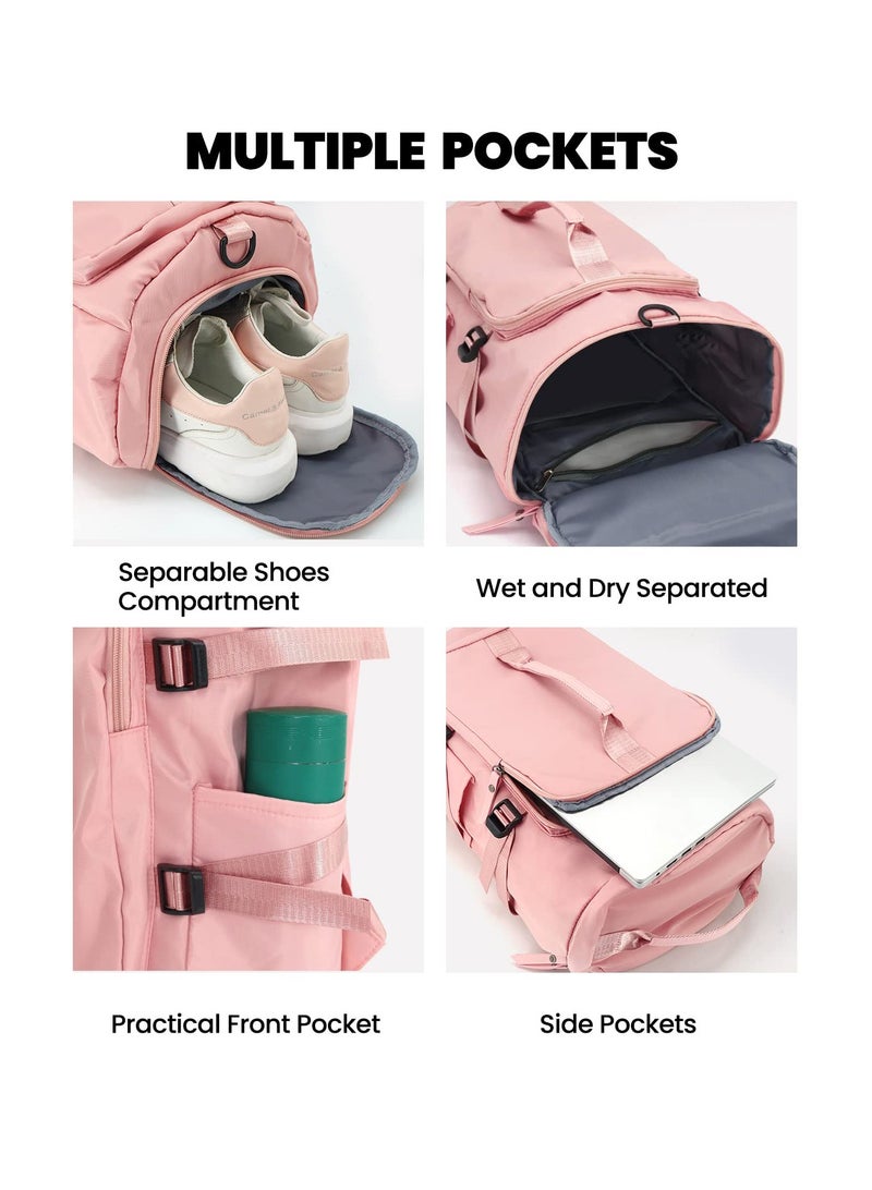 Versatile Pink Sports Duffle Bag Gym Backpack with Shoes Compartment and Wet Dry Separation Ideal for Men and Women Travel and Weekend Getaways - Image 5