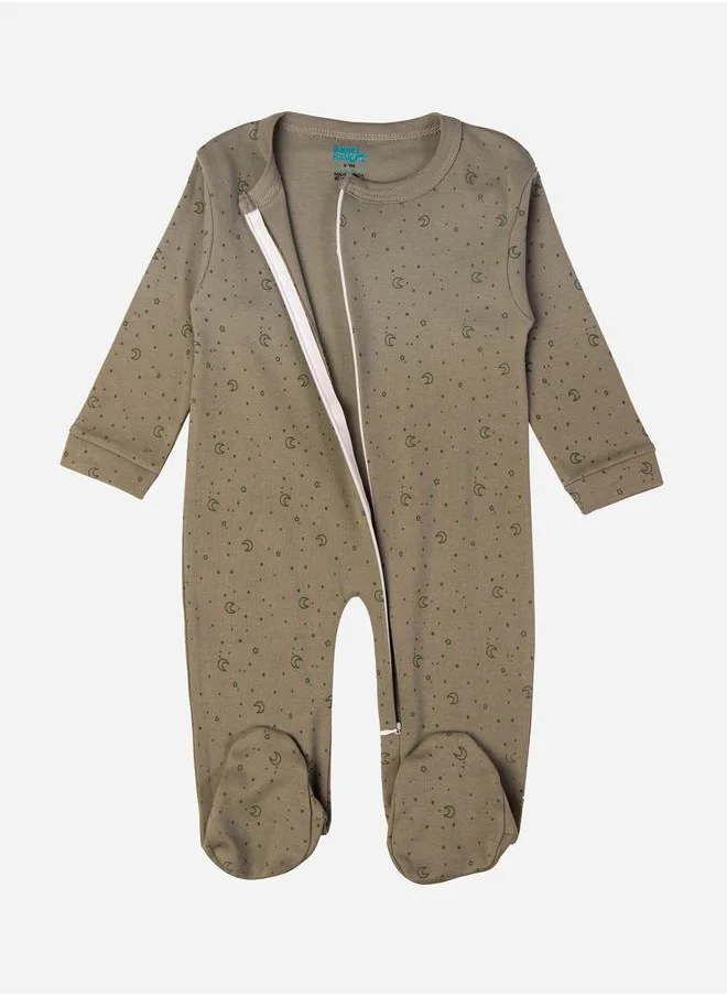 Babies Basic Star & Moon Print Long Sleeves Sleepsuit