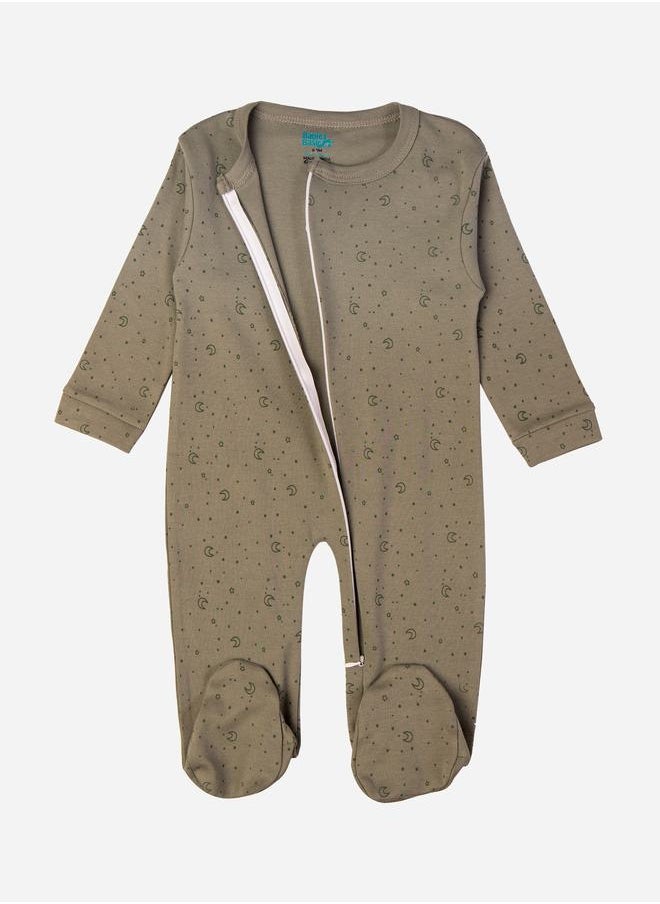 Babies Basic Star & Moon Print Long Sleeves Sleepsuit by Styli  - Image 1