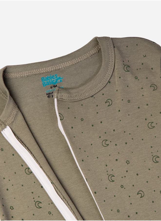 Babies Basic Star & Moon Print Long Sleeves Sleepsuit by Styli  - Image 3