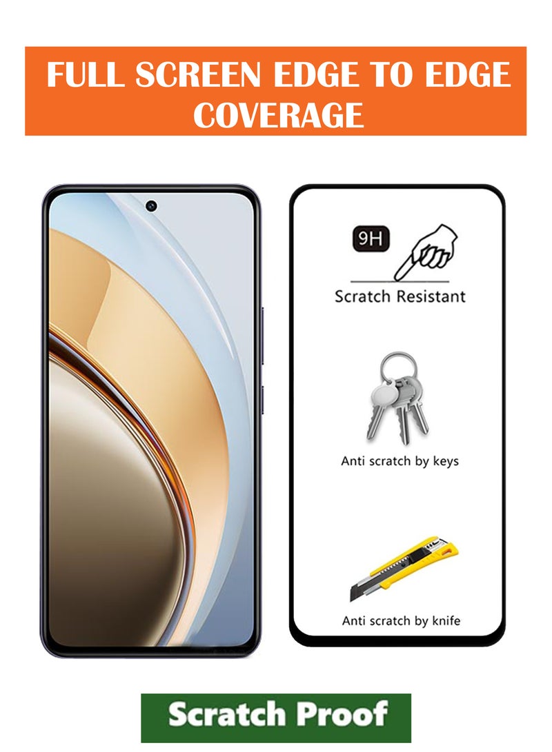 For Vivo V40 Lite 5G - Tempered Glass Screen Protector - Advanced Border-Less Full Edge to Edge ,Shatterproof , High Responsiveness , Higher Transparency , Quick to Install ,Anti-scratch and Bubble-free Screen Protector - Black - Image 2